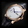 Kudoke 1 – Rose Gold close-up of frosted two-layer dial with infinity hour hand