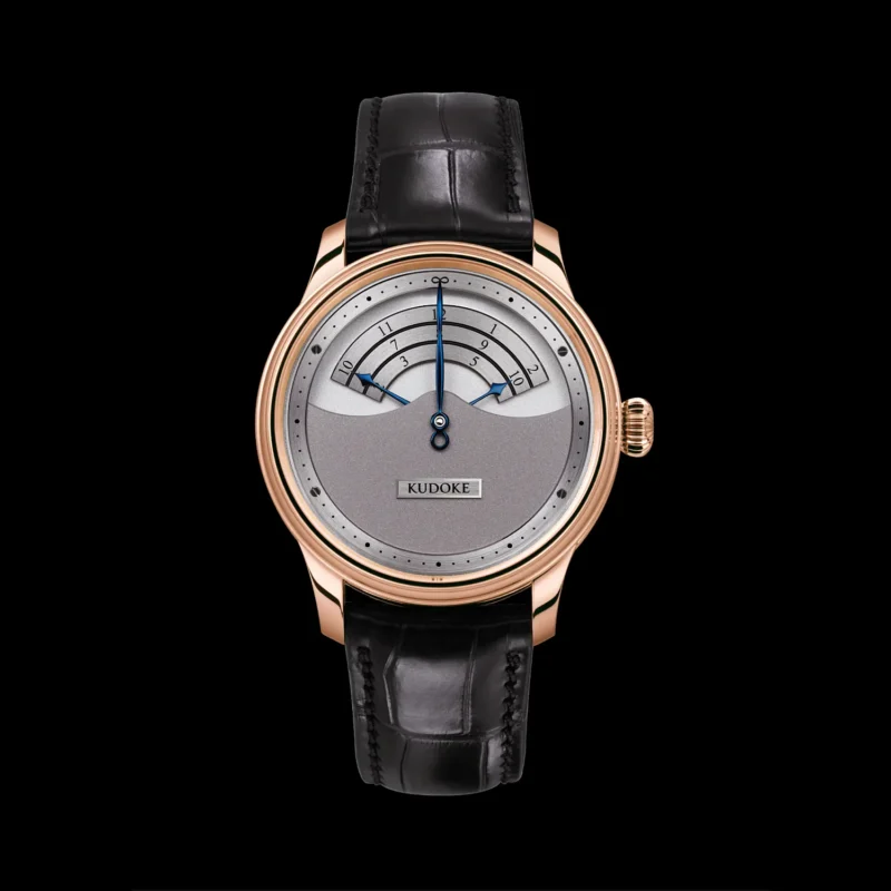 Kudoke 3 - Rose Gold Kudoke 3 - Rose Gold 39 mm case with frosted dial and blue infinity minute hand