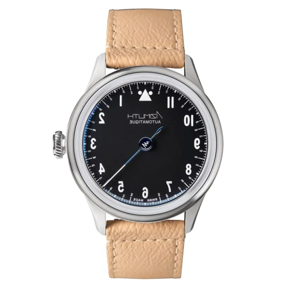 Azimuth Back-in-Time Series 2 – Single-Hand Enamel Beige | VAQT Horology