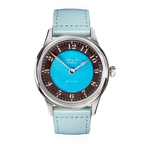 Azimuth Back-in-Time Series 2 – Turquoise Stone Dial – Two-Hand | VAQT Horology