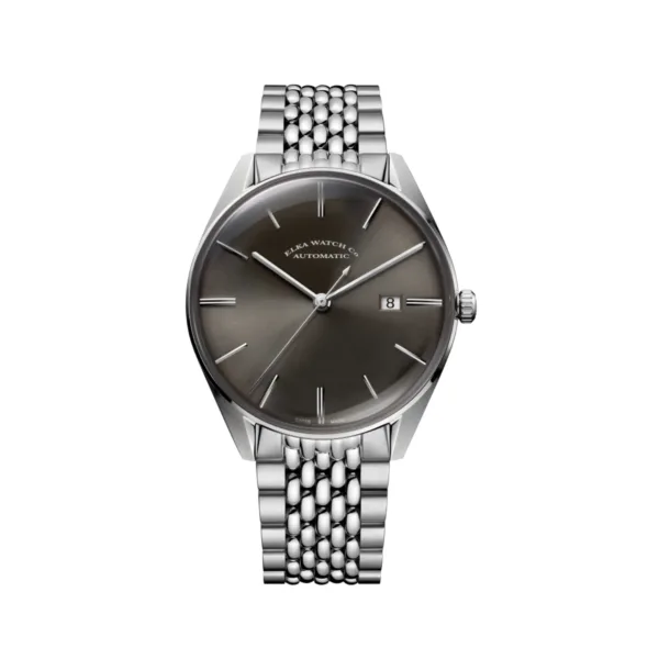 ELKA D03-1003 grey sunburst dial automatic watch with rice grain steel bracelet