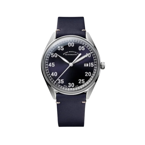 ELKA X03-0803 blue dial automatic watch with blue leather strap