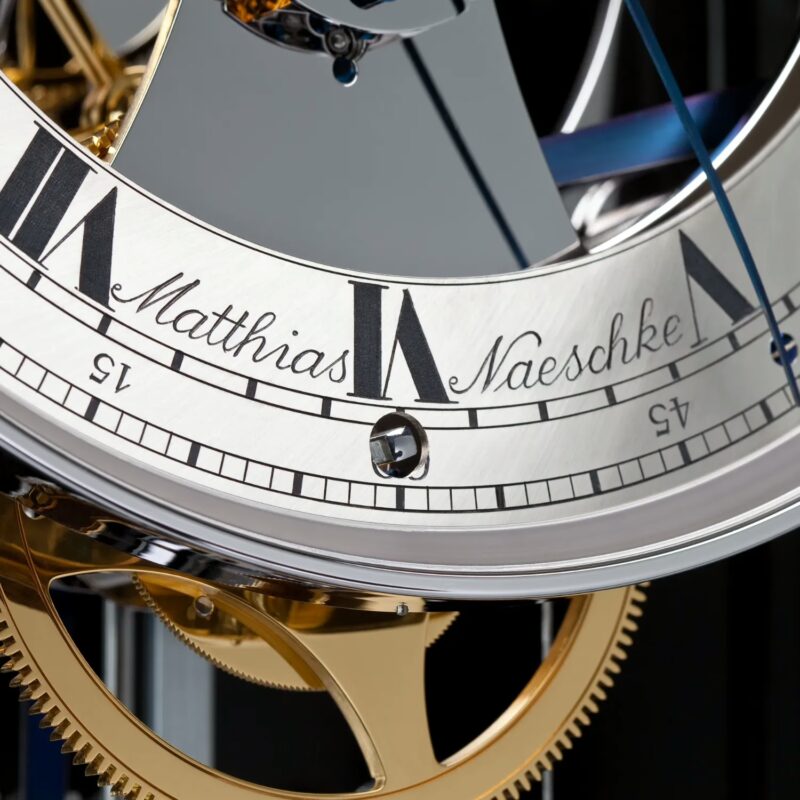 Matthias Naeschke signature engraving on sterling silver dial with fine minute track