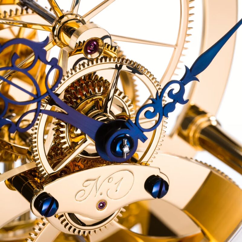 Macro shot of exposed escapement and precision gears